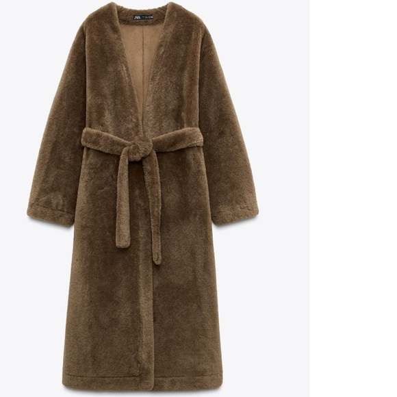 Zara LONG FAUX FUR COAT ZW COLLECTION - Picture 3 of 5